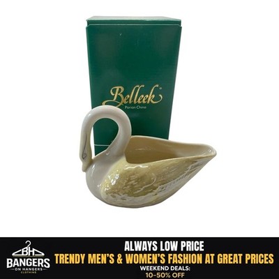 Vintage Irish Belleek Swan Creamer Sauce Pitcher 7th Gold Mark 4  Creamer