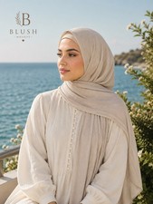 Blush Modest Women  s Beige Solid Headscarf Hijab Scarf Modest Style