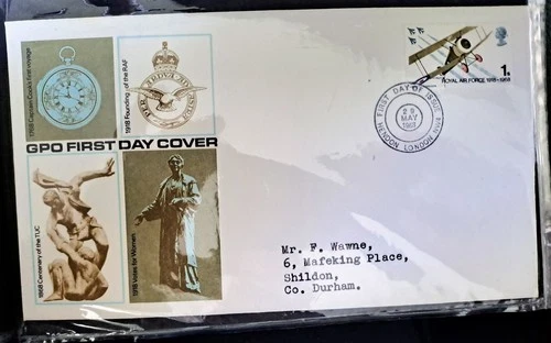 GB Stamp FDC Cover RAF 1968 1s 1918 anniversary