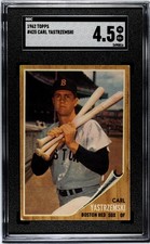 1962 Topps Baseball #425 - Carl Yastrzemski Boston Red Sox SGC Graded 4.5 VG-EX