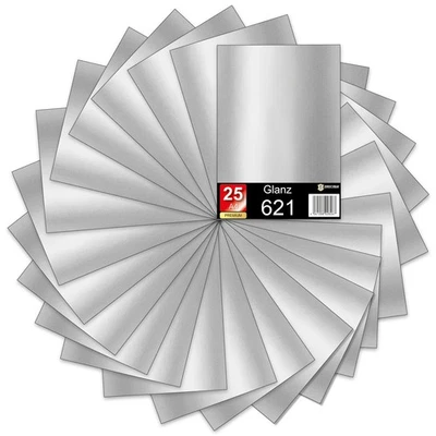 FINEST-FOLIA 25er Set DIN A4 Bögen Silbergrau 30x21cm ORACAL 621 Glanz Folie Auto Plotter
