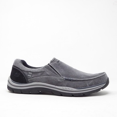 Skechers Expected Avillo Mens Loafers Gray Relaxed Fit Canvas Slip On Shoes 10.5