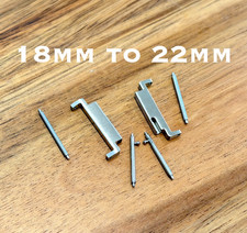 18mm to 22mm Watch Strap Connector Adapter   Stainless Steel, Brushed Silver