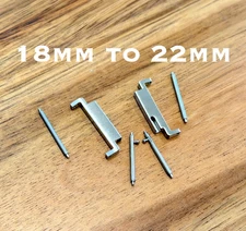 18mm to 22mm Watch Strap Connector Adapter – Stainless Steel, Brushed Silver