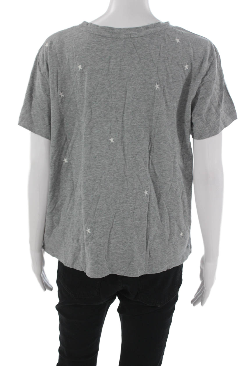 Rails Womens Basic Star Gray Round Neck Short Sle… - image 3