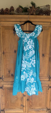 Vintage Hawaiian Floral MuMu Dress L Green Loose Fit P L Fashion Hawaii 265