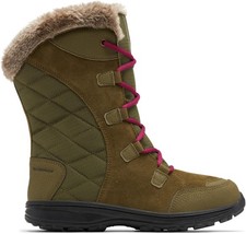 Columbia Women's Ice Maiden II Snow Boot, New Olive/Red Onion, 11 - New Olive/Re