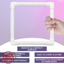 11" Square Plastic Embroidery Hoop Cross Stitch Frame White