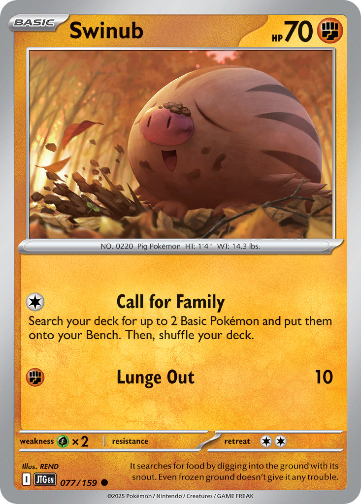 SWINUB 077/159 C JOURNEY TOGETHER POKEMON LP