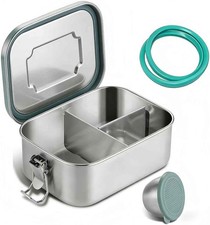Stainless Steel Bento Box 40oz with 3 Compartments, Stainless Steel Lunch Box 12