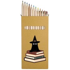 12 x 'Ghostly Spirit Perched on Spellbooks' Long Colour Pencils PE00090077