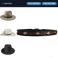 Genuine Horsehair Western Hat Band with Diamond Conchos - Adjustable Cowboy Fedo