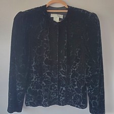 Women VTG 80's Scott McCuntock Black Burnout Velvet Blazer Sz12 Whimsygoth NWOT