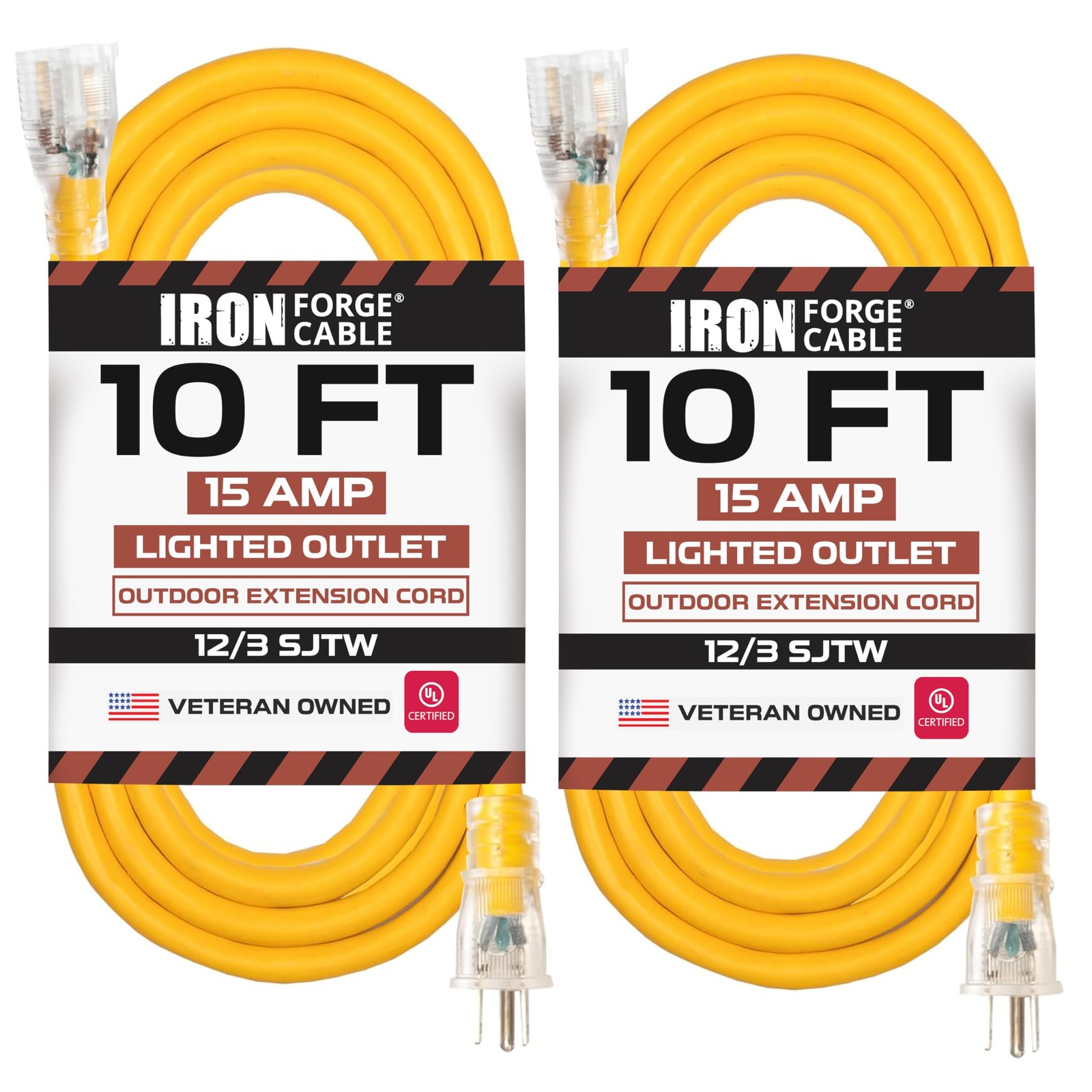 Forge Cable 2 Pack Of 10 Foot Outdoor Extension Cords - 12/3