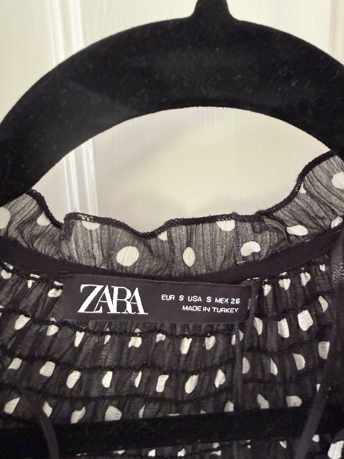 Zara Black Polka Dot Long Sleeve Midi Dress Size S Brand New With Tags image 5