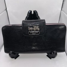 Coach Single Fold Leather Wallet - Black