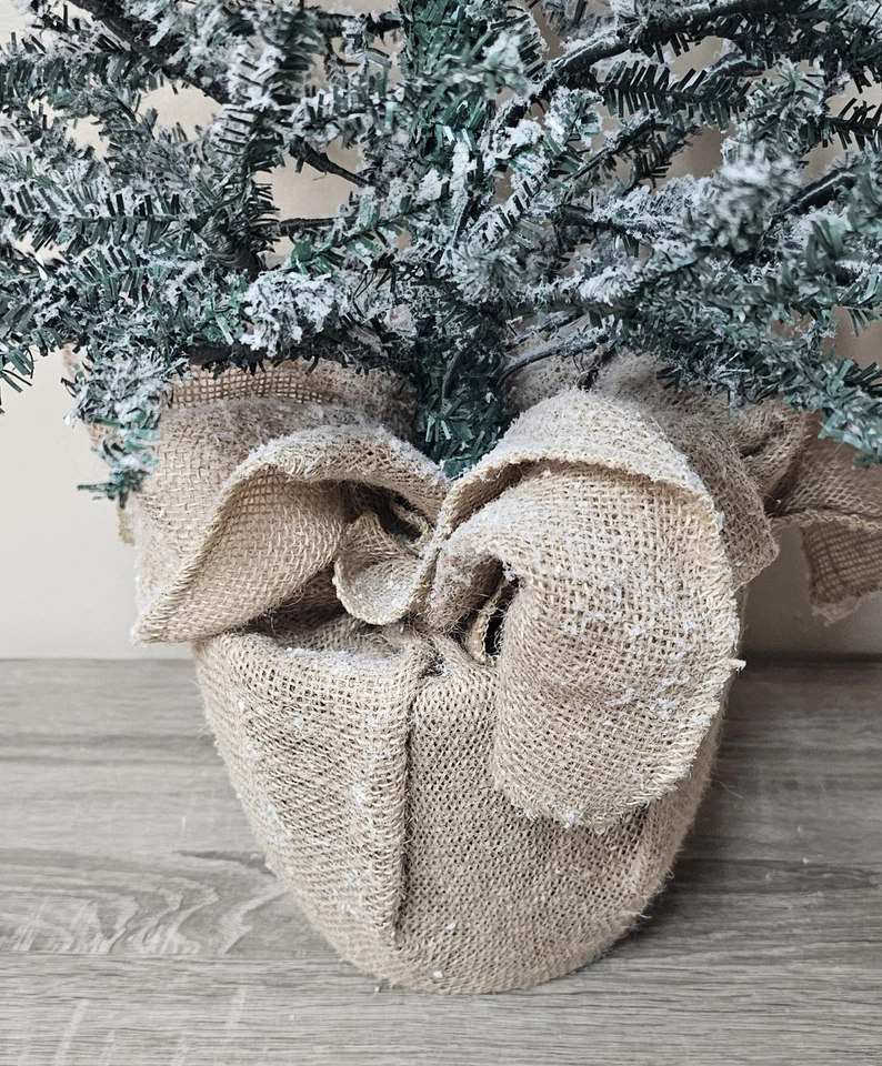 Vintage Flocked Artificial Christmas Tree with Burlap Base 38” - Image 4 of 4