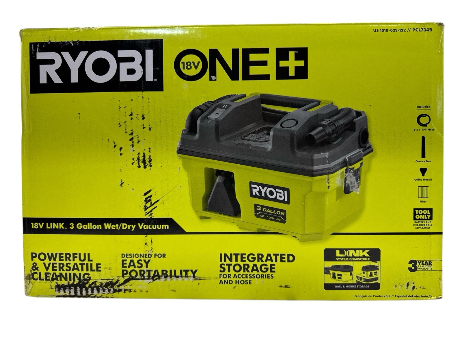 ONE+ 18V LINK Cordless 3 Gal. Wet/Dry Vacuum Tool Only PCL73