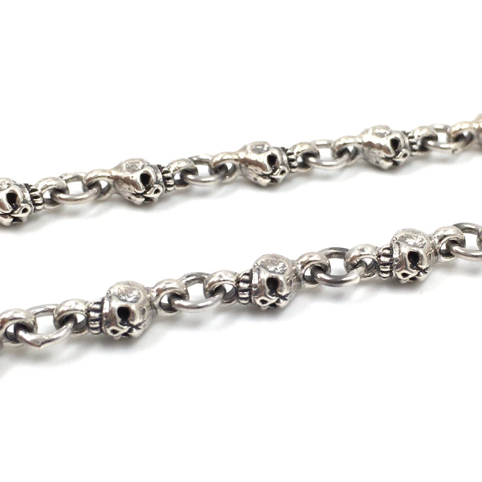 52 cm teschio teschio catena argento 925 collana 4,6 mm uomo gioielli massiccio - Immagine 2 di 4