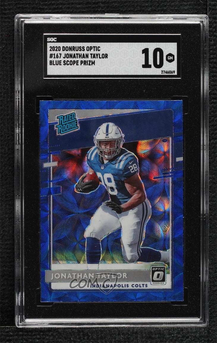 2020 Donruss Optic Rated Rookies Blue Scope Prizm Jonathan Taylor SGC 10 17tx