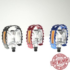 Old School Pedals 9/16" or 1/2" BMX Bear Trap Burnished Silver Body  3 Colors