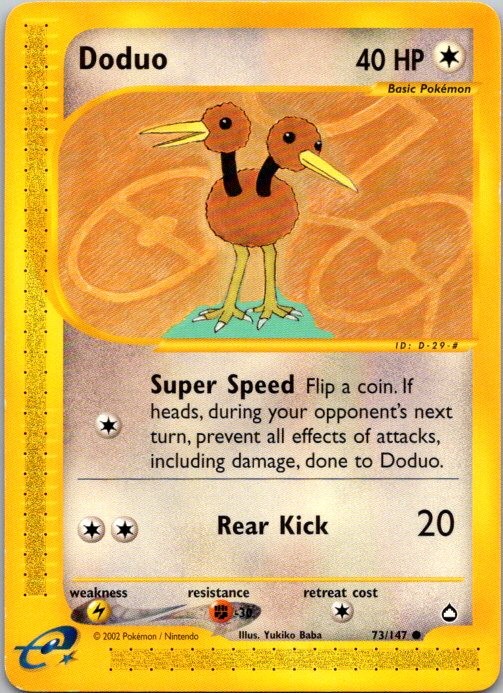 Doduo 73/147 Common Aquapolis Pokemon Lightly Played