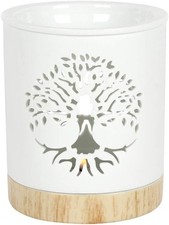 Image of Tree of Life Scented Oil Burner With Wood Effect Ceramic Base For Aromatherapy