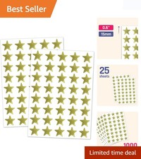 1000 Pack, Gold Foil Star Metallic Stickers, 0.6" Diameter