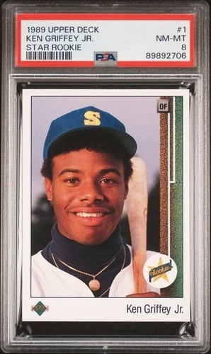 1989 UPPER DECK STAR RC #1 KEN GRIFFEY JR. ROOKIE RC PSA 8