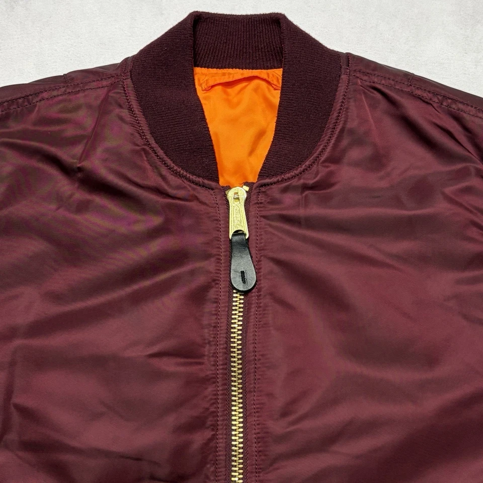Alpha Industries MA-1 Jacket Mens Medium Intermediate Flight Bomber Coat Maroon - Image 4 of 4