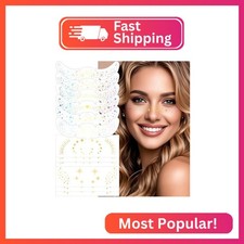 HyperFun 12Pcs Face Glitter Freckles, Face Glitter Fake Freckles Sticker, Hologr