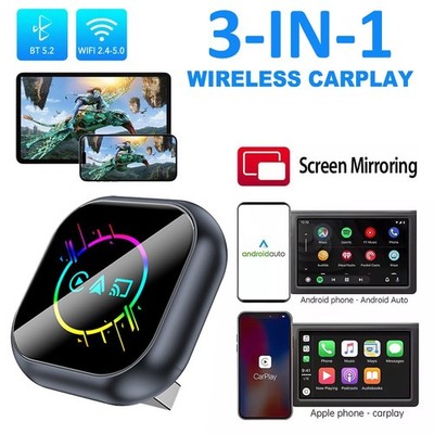 Wireless Carplay Adapter Android Auto Mirror Link 3 in 1 AI Box Plug Play Dongle