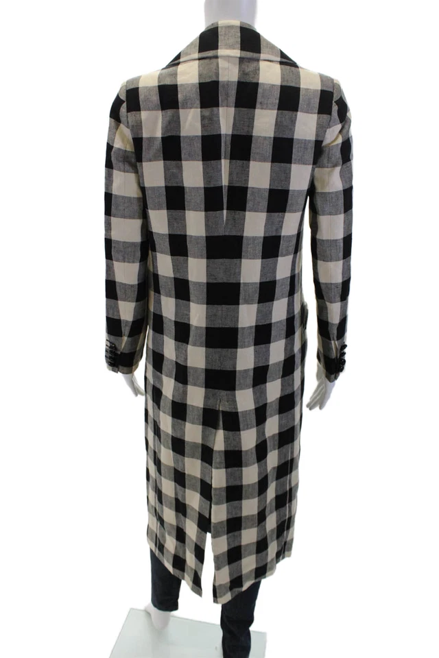 Chaqueta Blazer Larga Blaze Milano Mujer Forrada a Cuadros Negra Blanca Talla 34 Foto 3 de 4