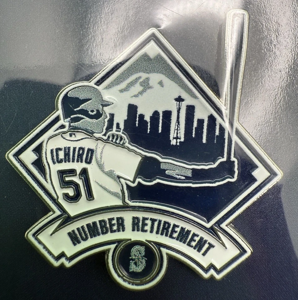 Ichiro Suzuki - Number Retirement (White) Seattle Mariners Pin 8/9/25 Brand New - Image 2 of 3