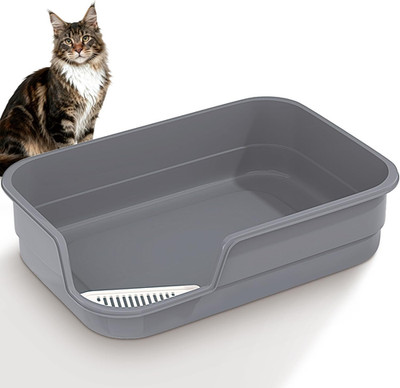 Extra große Katzentoilette mit hohem und niedrigem Eingang 60 x 40 x 15 CM XL