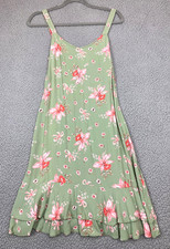California Green Floral Ruffle Hem Mini Dress Women’s Small Sleeveless
