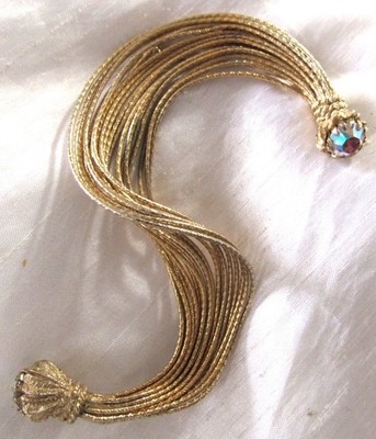 VTG Rare Kramer of New York Gold Tone Aurora Borealis Stones Pin Brooch ''as is''