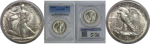 1916-D Walking Liberty Half Dollar   PCGS AU-58