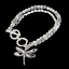 thumbnail 5  - Dragonfly Beaded Double Chain Bracelet Silver NEW