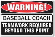 Warning Baseball Coach - NEW Novelty Humor Poster hu218 
