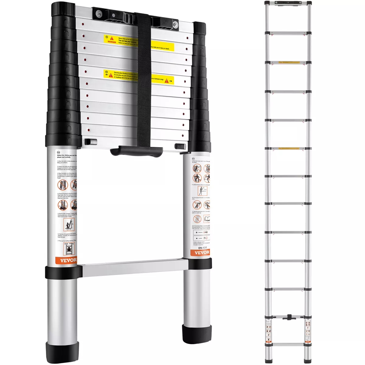 VEVOR Telescoping Ladder Aluminum Extension Step 12.5 ft Multi