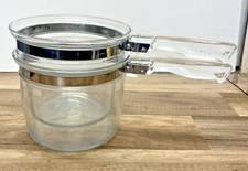 Vintage Clear Glass Pyrex 6283 Set Flameware Pot Double Boiler 1.5qt