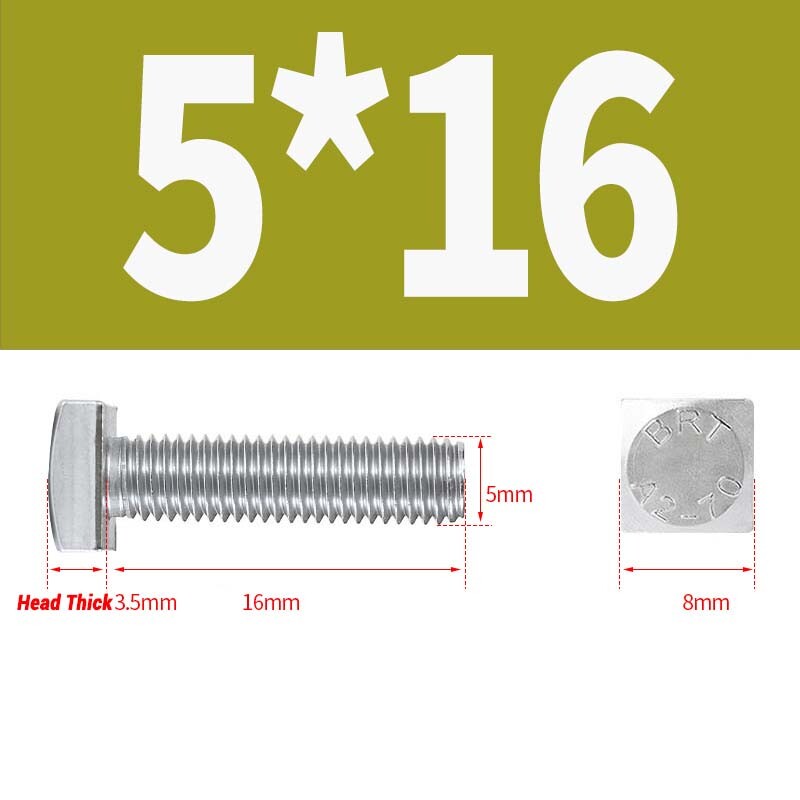 Square Head Bolts M4 M5 M6 M8 M10 M12 A2 304 Stainless Steel Square