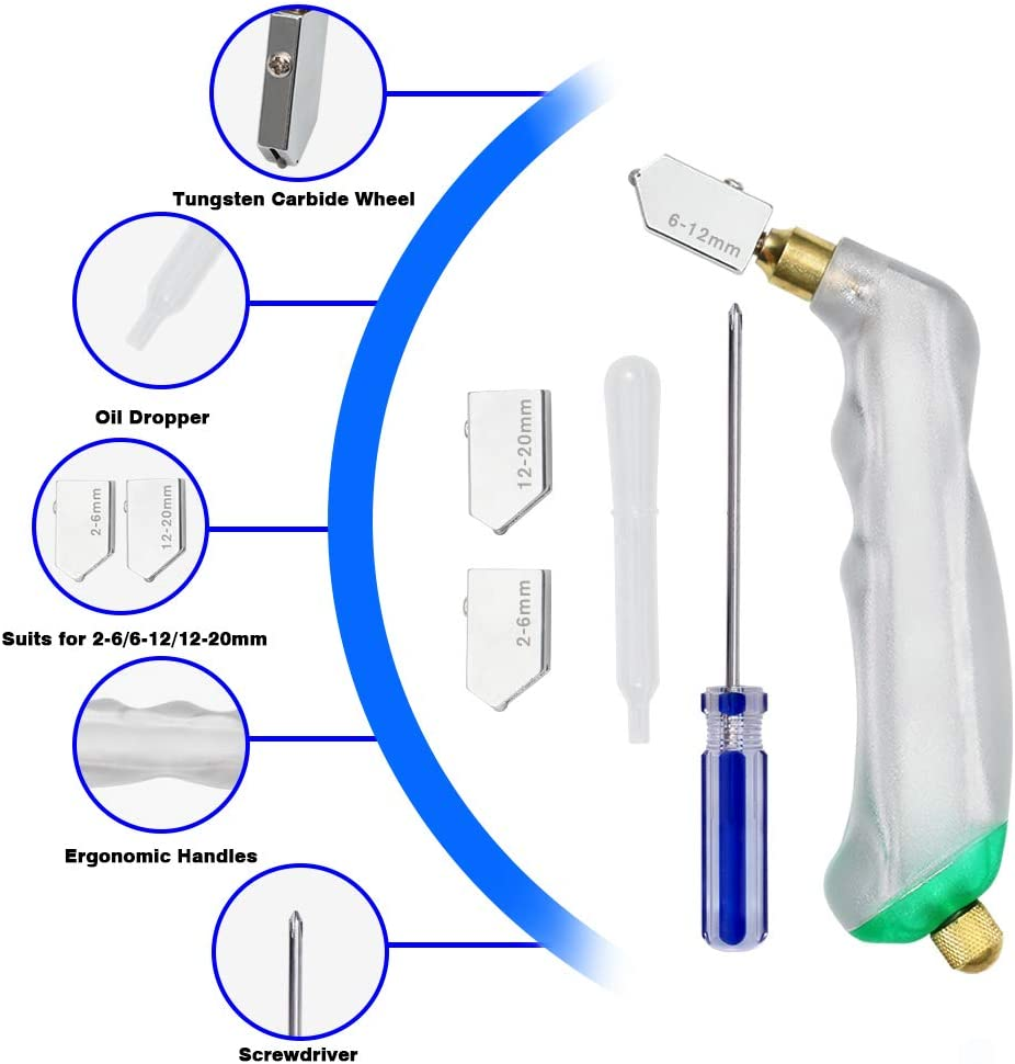 SPEEDWOX 12PCS Glass Cutting Tool Kit Heavy Duty Glass Running Pliers
