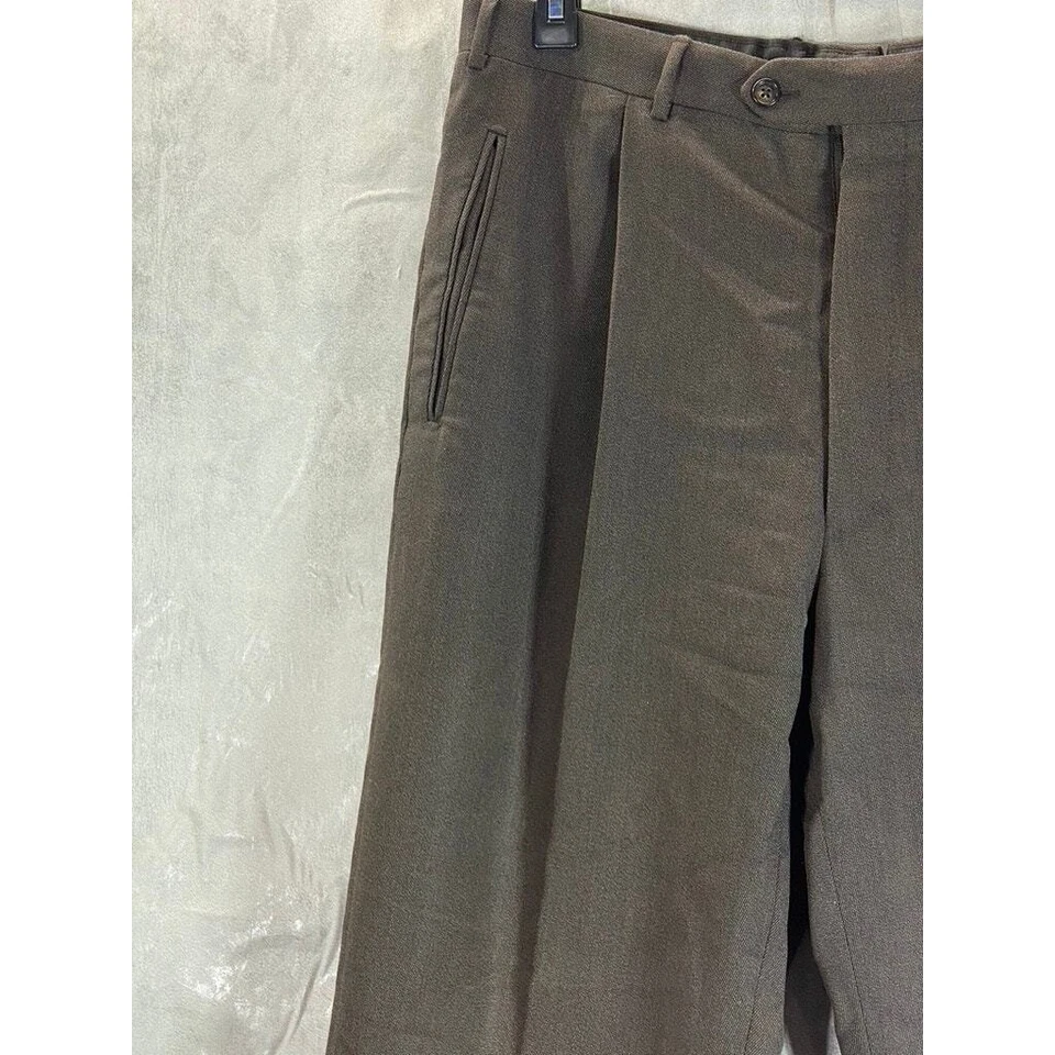 Pantalones de vestir CORNELIANI para hombre marrón plisado ajuste regular lana frente plano talla 36R Foto 3 de 4