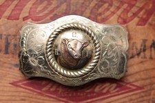 Vtg Irvine Jachens German Silver Bull Head Cowboy Cowgirl Western Belt Buckle