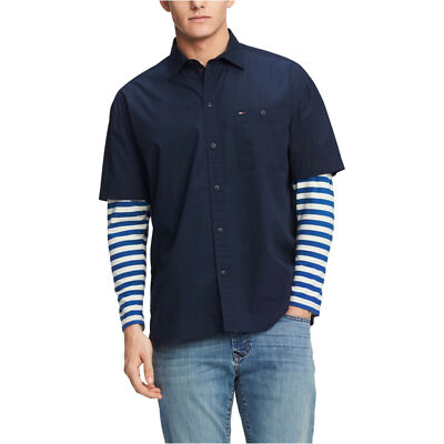 Tommy Hilfiger Denim Sidney Oversized Striped Sleeve Shirt Navy  
