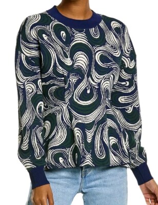 NWT Cinq à Sept Oaklyn Pullover  Sweater Blue Sz Medium