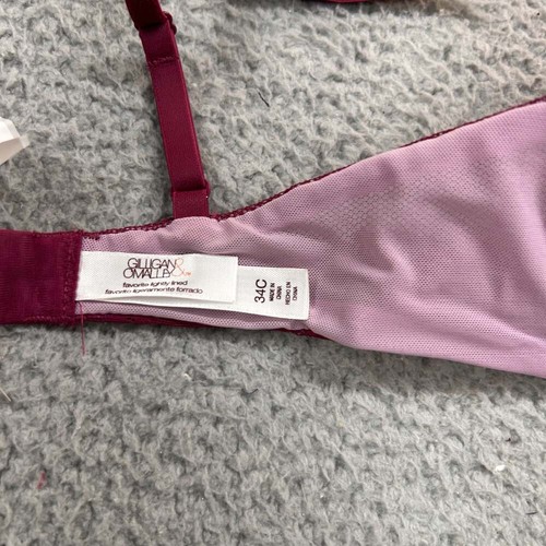 Gilligan O malley Bra 34C T-Shirt Bra Red Floral Mesh Roses - Picture 6 of 8