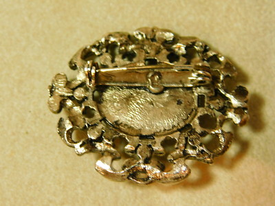 Broche Vintage écossaise En Verre Agate - Teinte Argenté - Bouclier Targe - Occasion
